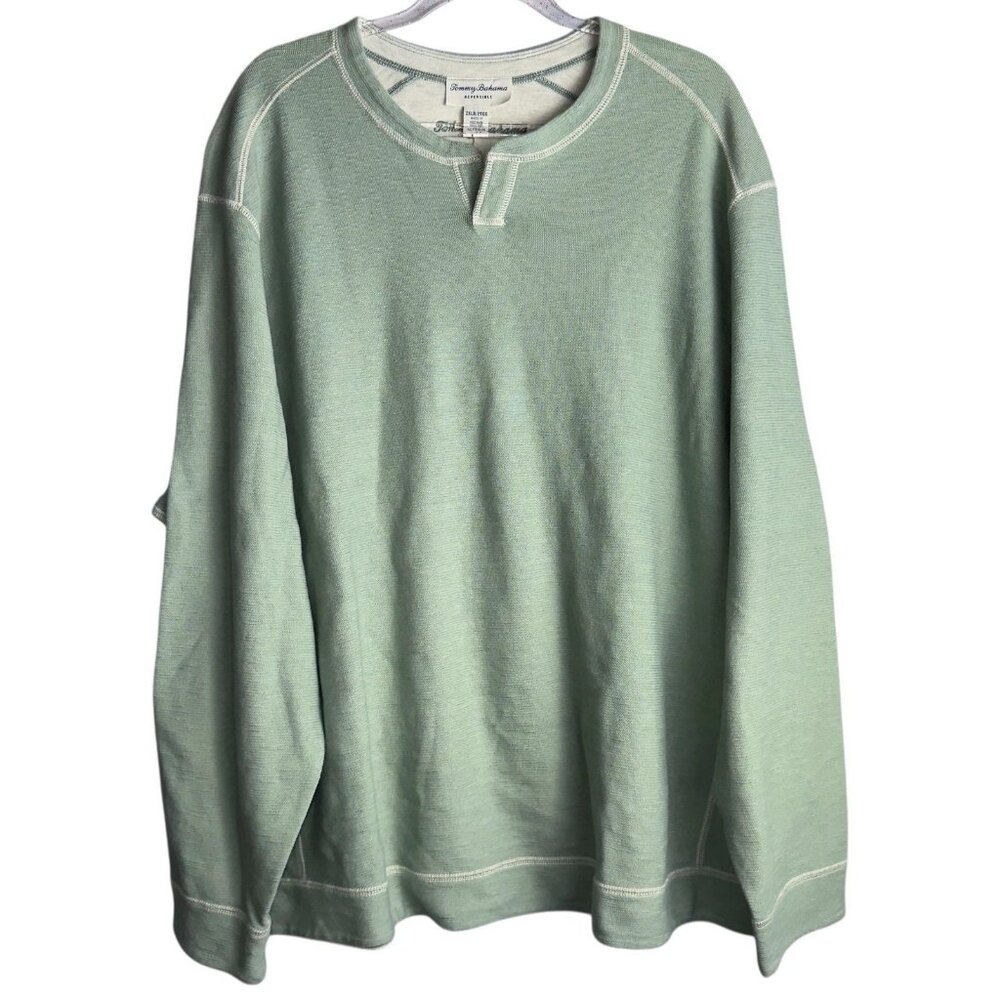 Tommy Bahama Fliprider Abaco Reversible Cotton Sweatshirt Mens 3XB Tropical Fern - Picture 4 of 12